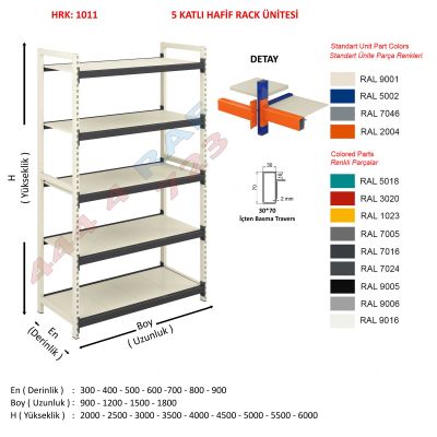 6 Katlı Hafif Rack Raf · 30×70 İçten basma