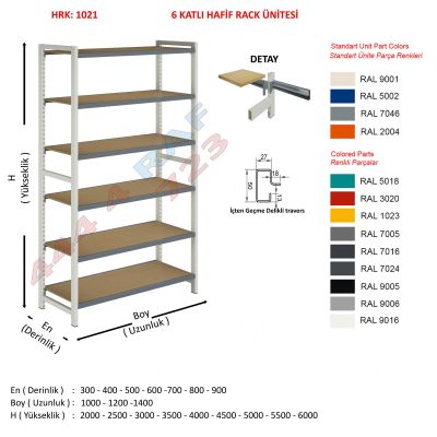 6 Katlı Hafif Rack Raf · İçten geçme delikli