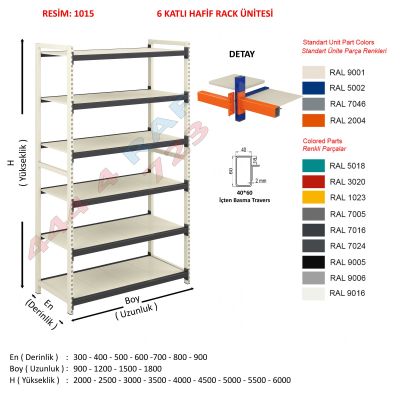 6 Katlı Hafif Rack Depo Rafı · Model 16