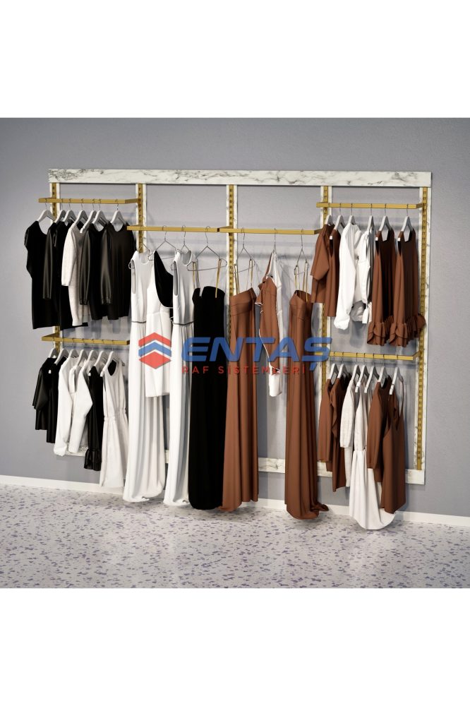 Mağaza Askılık Raf Sistemi 310×220 cm Gold