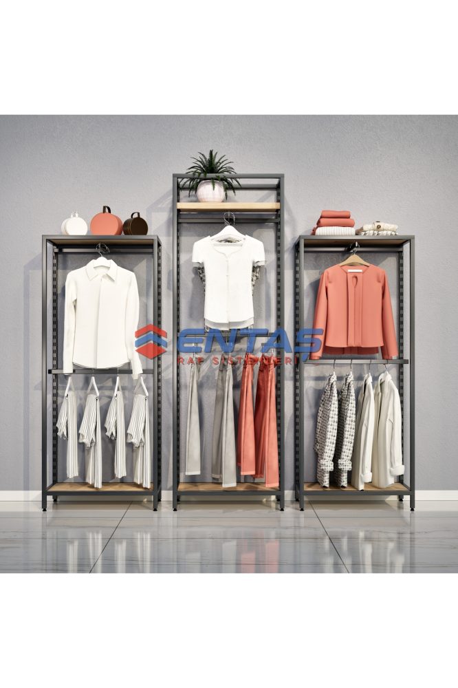 Mağaza Askılık Raf Sistemi 300×220 cm Siyah