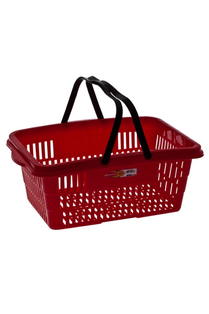 6 Adet Plastik Alışveriş Sepeti Kırmızı