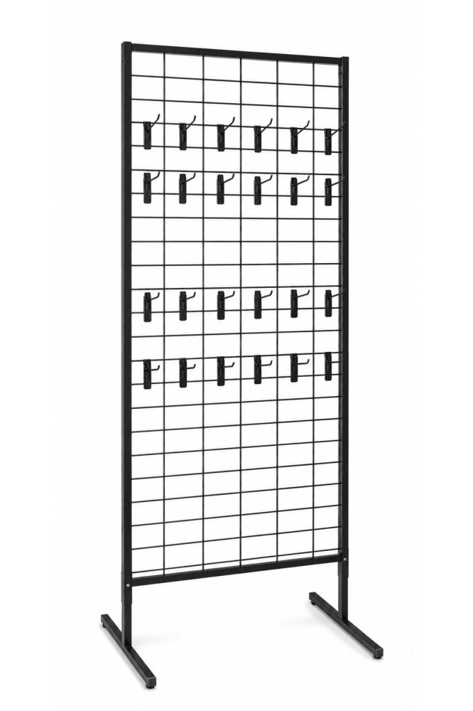 Profil Ayaklı Tel Pano Stand 90×190 cm Siyah