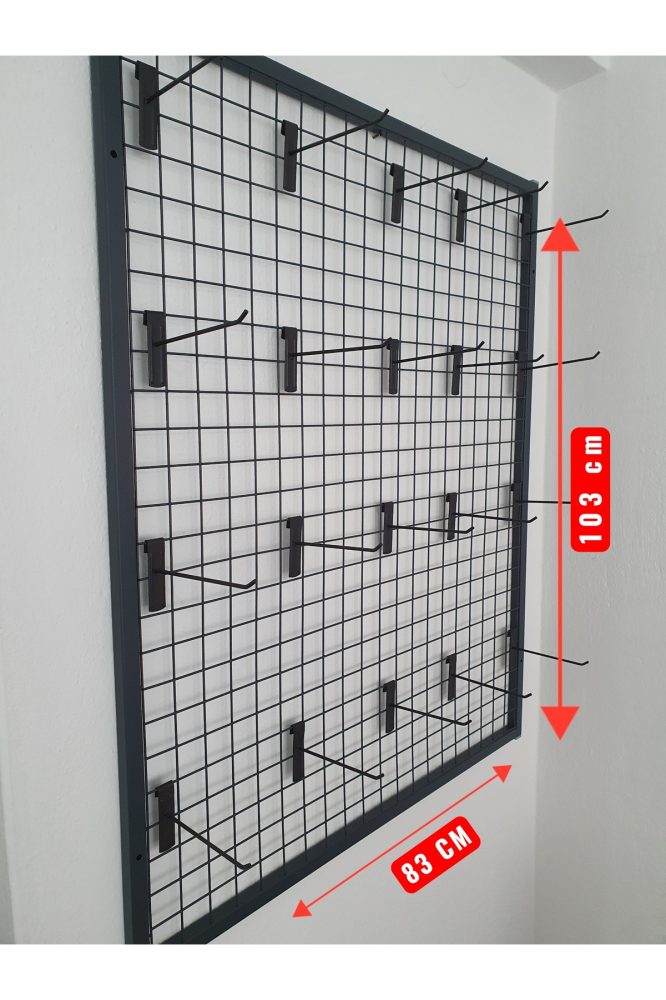Duvara Monte Sık Telli Tel Raf 83×103 cm Antrasit