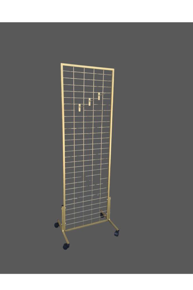 Tekerlekli Tel Pano Stand 60×190 cm Gold